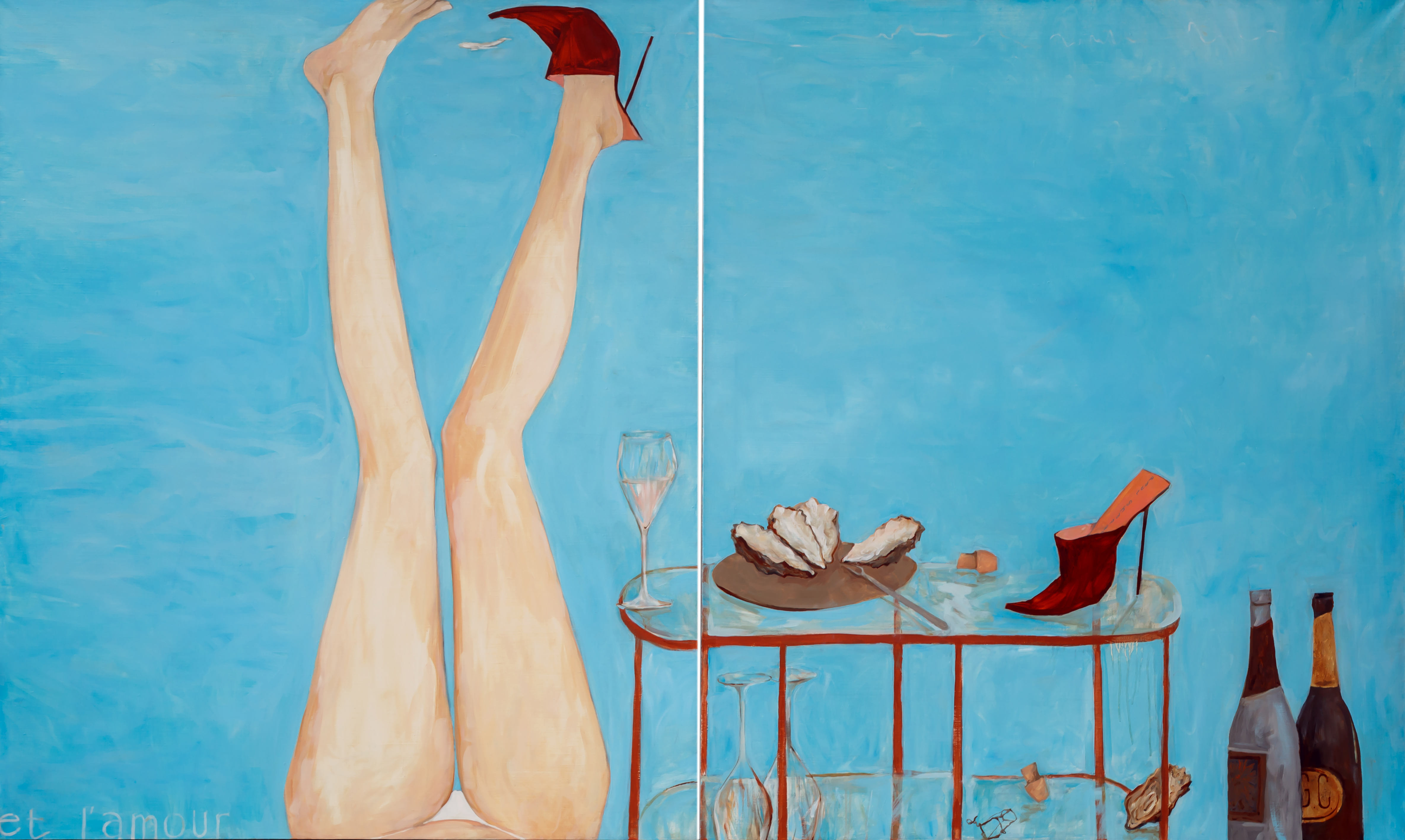 I’ve learnt to catch airplanes with my legs canvas, oil  200x120cm